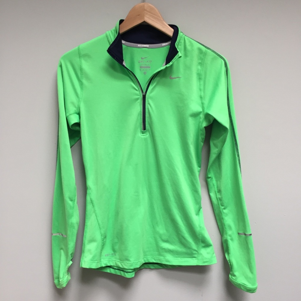 Nike Dri-Fit 3/4 Zip Reflective Neon Thumb hole